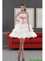 2015 Impressive and Sexy Strapless Prom Dresses with Embroidery and Ruffle layers