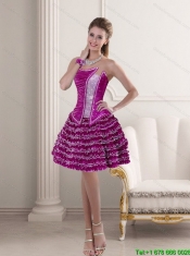 2015 Sexy Fuchsia Strapless Prom Dresses with Ruffled Layers and Beading 2015 Sexy Fuchsia Strapless Prom Dresses with Ruffled Layers and Beading