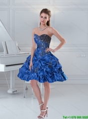 Cheap Blue Sweetheart Ruffled Layers and Beaded Prom Dresses for 2015