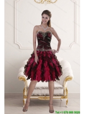High Low Sweetheart Multi Color Junior Dresses with Ruffles and Beading