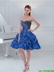 Sexy Blue Sweetheart Ruffled Layers and Beaded Prom Dresses for 2015