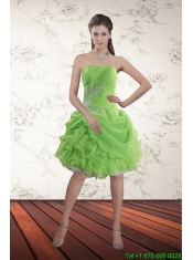 Sexy Spring Green Strapless Prom Dresses with Ruffles and Beading Sexy Spring Green Strapless Prom Dresses with Ruffles and Beading