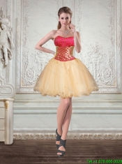 Unique Strapless Multi Color Junior  Dresses with Beading and Embroidery