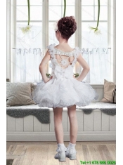 Exquisite Scoop White Flower Girl Dresses with Hand Made Flowers for 2015