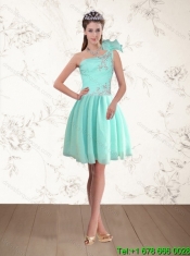 2015 Best Apple Green Quince Dress with Beading and Appliques