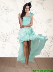 2015 Best Apple Green Quince Dress with Beading and Appliques