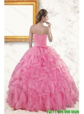 2015 Best Baby Pink Beading and Ruffles Quinceanera Dresses