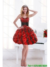2015 Best Beading and Ruffles Multi Color Dresses for Quince