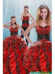 2015 Best Beading and Ruffles Multi Color Dresses for Quince