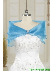 2015 Best Light Blue Quinceanera Dresses with Ruching and Appliques