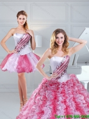 2015 Best Multi Color Quinceanera Dress with Beading and Ruffles