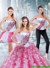 2015 Best Multi Color Quinceanera Dress with Beading and Ruffles