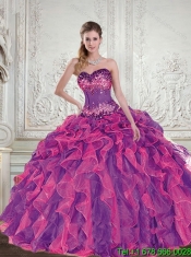 2015 Best Multi Color Quinceanera Dresses with Beading and Ruffles