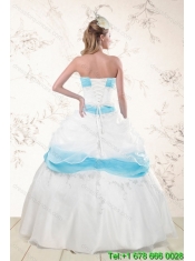 2015 Best Strapless Floor Length Sweet 16 Dresses with Appliques