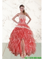 2015 Best Strapless  Quinceanera Dresses in Watermelon