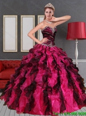 2015 Best Sweetheart Multi Color Quinceanera Dress with Beading and Ruffles