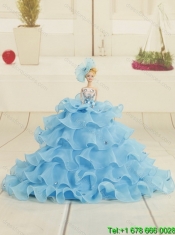 2015 Classical Baby Blue Quince Dresses with Beading and Ruffles