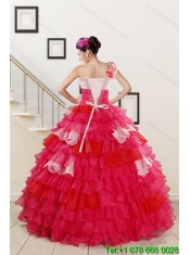 2015 Classical Ruffled Layers and Beading Multi Color Quinceanera Dresses