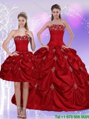 2015 Classical Strapless Quinceanera Dress with Embroidery and Pick Ups