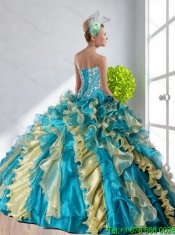 2015 Classical Strapless Sweet 15 Dress with Beading and Ruffles