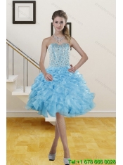 2015 Classical Sweetheart Ruffled Quinceanera Dresses in Baby Blue