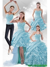 2015 Custom Made Aqua Blue Quiceanera Dresses in Taffeta