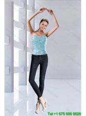 2015 Custom Made Aqua Blue Quiceanera Dresses in Taffeta