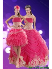 2015 Exquisite Hot Pink Quinceanera Dresses with Beading and Lace