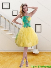 2015 Gorgeous Ruching Quinceanera Dresses in Yellow and Green