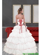 2015 Impressive White Quinceanera Dresses with Appliques and Ruffled Layers