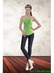 2015 Inexpensive Spring Green Quince Dresses with Pick Ups and Beading