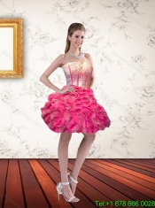 2015 Multi Color Sweetheart Quince Dress with Ruffles and Beading