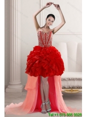 2015 Newest Beading and Ruffles Quince Dress in Red