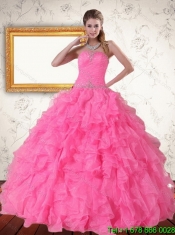 2015 Perfect Strapless Quinceanera Dress with Beading and Ruffles
