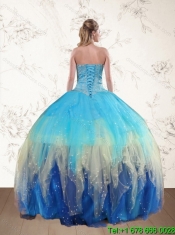 2015 Sweetheart Multi Color Quinceanera Dress with Ruffles and Beading