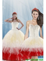 2015 Unique Multi Color Quince Dresses with Beading