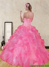 2015 Wonderful Pink Quince Dresses with Beading and Ruffles