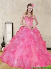 2015 Wonderful Pink Quince Dresses with Beading and Ruffles