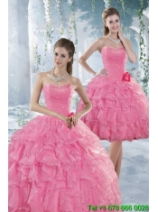 Beautiful Baby Pink Quince Dresses with Beading and Ruffles for 2015