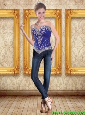 Best 2015 Royal Blue Quinceanera Dresses with Beading and Ruffles