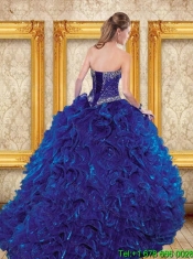 Best 2015 Royal Blue Quinceanera Dresses with Beading and Ruffles
