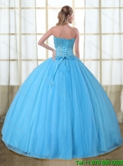Best Baby Blue Strapless Quinceanera Dress with Beading