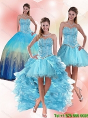 Best Beaded Sweetheart Multi Color Quinceanera Dress with Ruffles