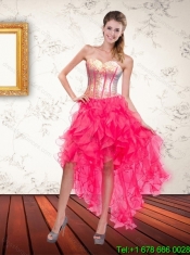 Best Multi Color Dress for Quinceanera with Ruffles and Beading