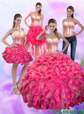 Best Multi Color Dress for Quinceanera with Ruffles and Beading