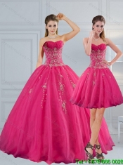 Best Sweetheart Hot Pink Quinceanera Dress with Appliques and Beading