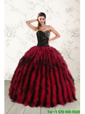Classical Multi Color Sweetheart Sweet 16 Dresses with Ruffles and Beading