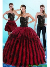 Classical Multi Color Sweetheart Sweet 16 Dresses with Ruffles and Beading