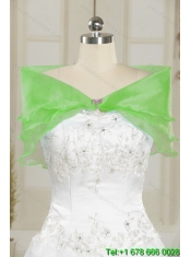 Classical Spring Green Strapless Sweet 15 Dresses with Ruffles and Beading