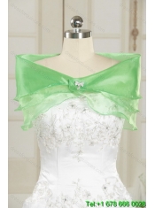 Classical Strapless Spring Green Quince Dress with Beading and Ruffles